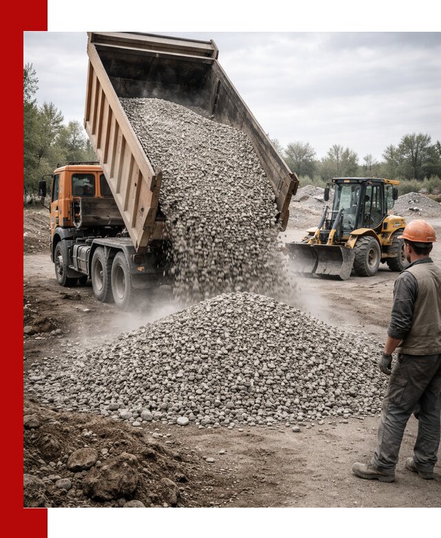 Доставка щебня в Тюмени крупными и мелкими фракциями