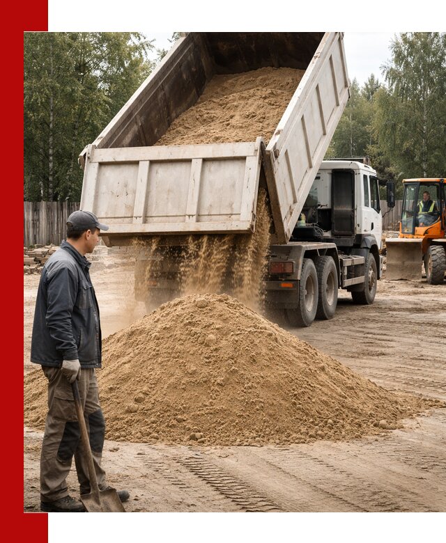 Доставка и продажа песка с разгрузкой в Тюмени