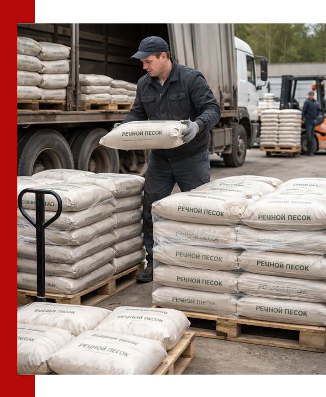 Речной песок в мешках с доставкой в Тюмени