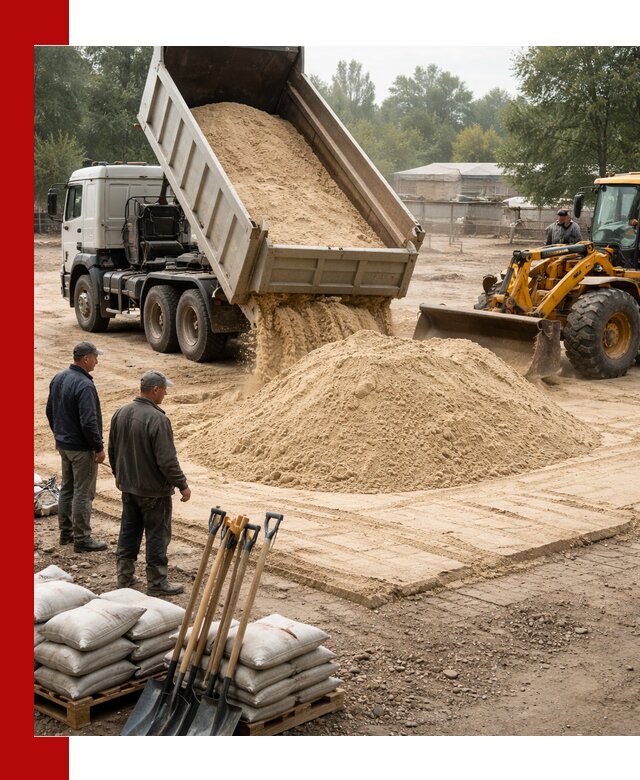 Доставка мытого песка в Тюмени с самосвалами по выгодной цене