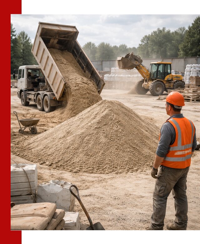 Доставка строительного песка с самосвалом в Тюмени