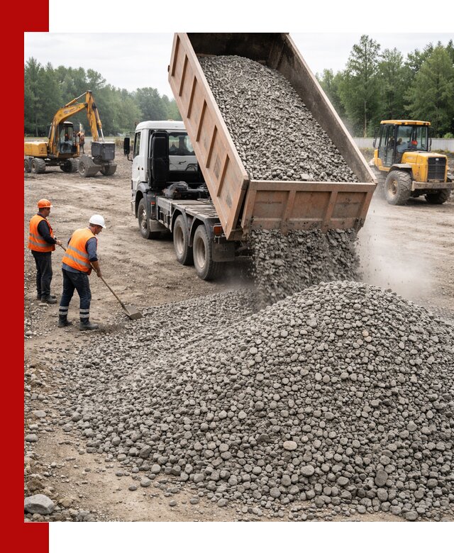 Доставка гравия фракции 40-70 в Тюмени оптом и в розницу