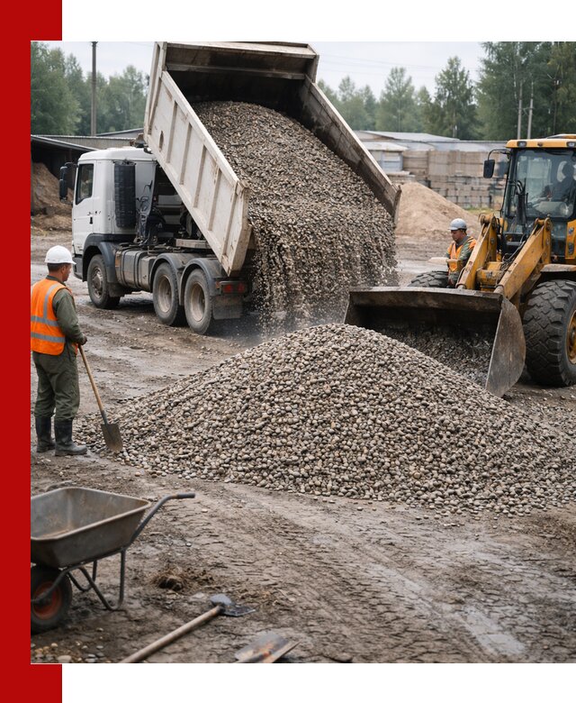 Мытый гравий с доставкой в Тюмени от карьера до участка