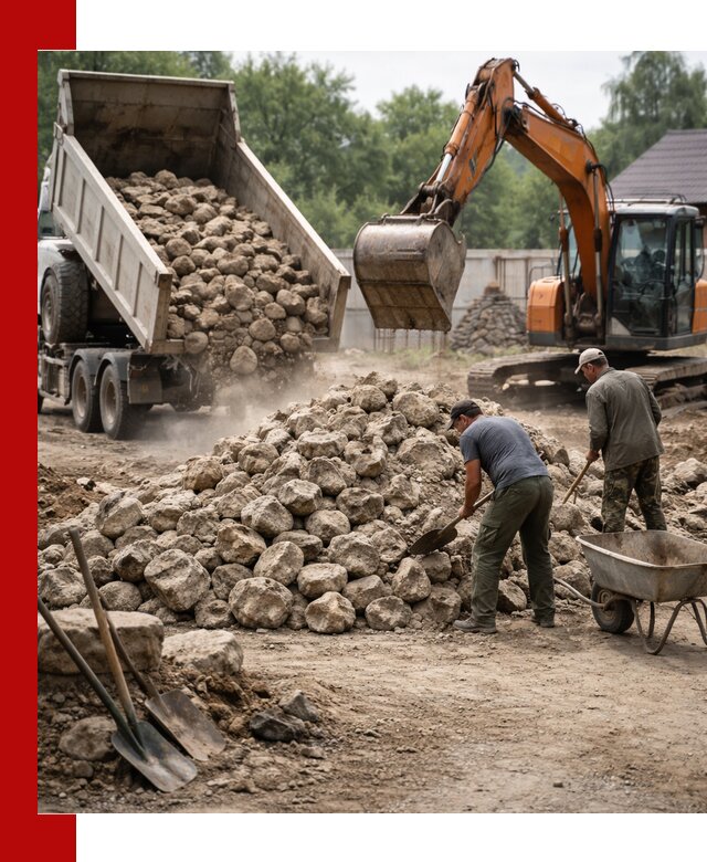 Доставка и разгрузка бутового камня в Тюмени