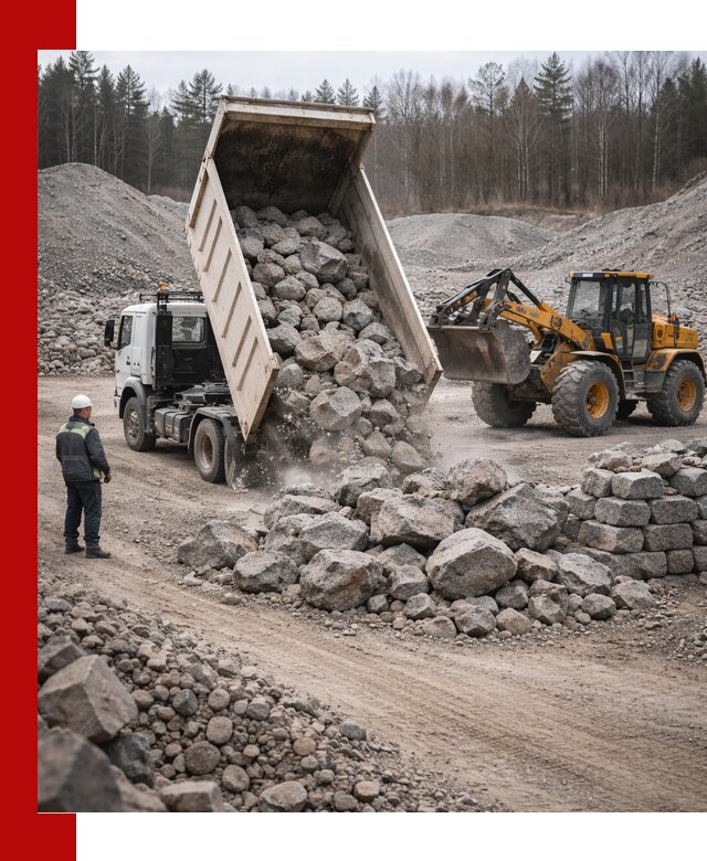 Доставка и продажа бутового гранитного камня в Тюмени