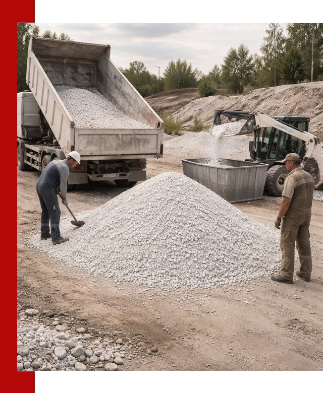 Доставка и продажа белой мраморной крошки в Тюмени