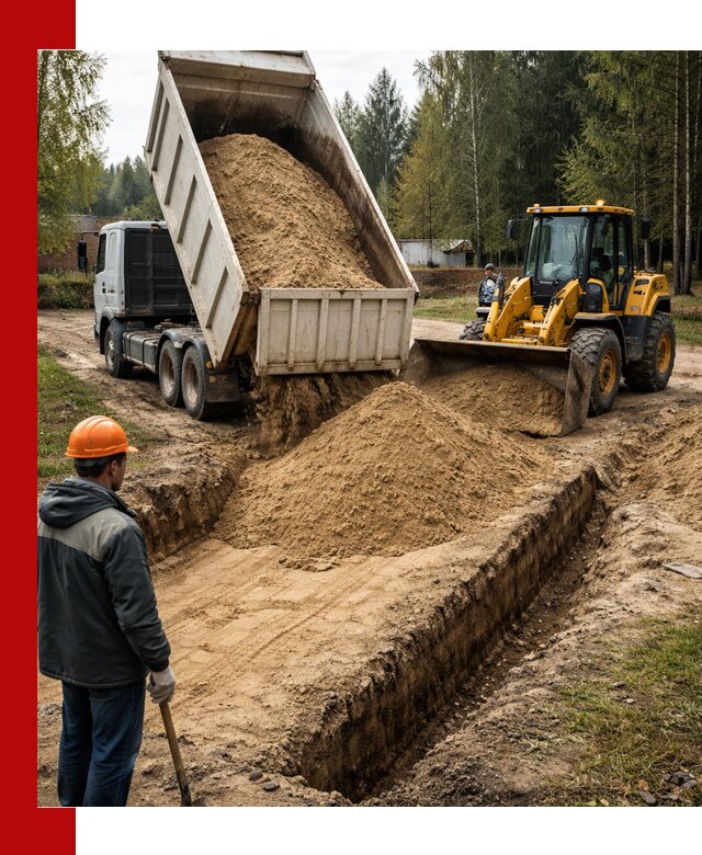 Доставка песчаного грунта в Тюмени для строительных работ