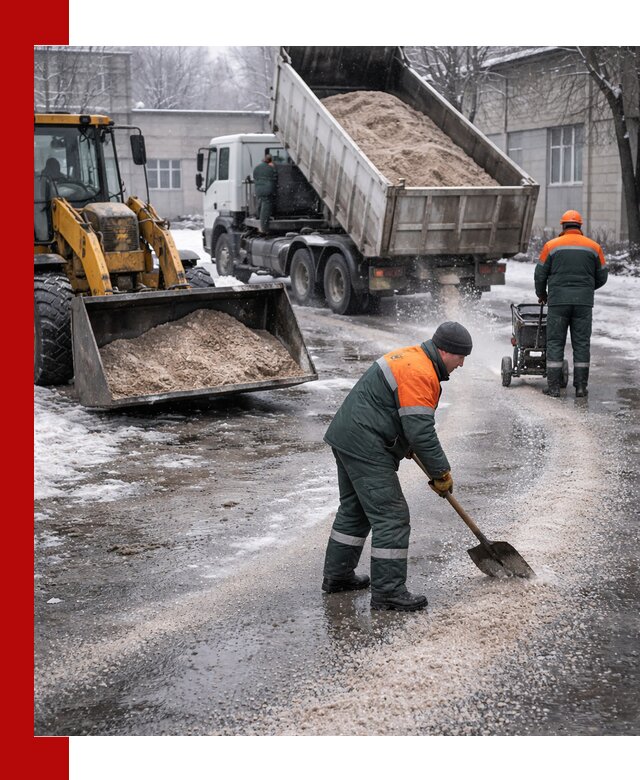 Реагент против гололеда с доставкой и нанесением в Тюмени