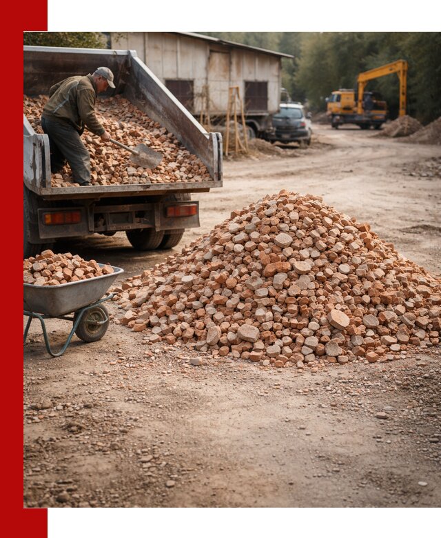 Доставка и подушка из боя кирпича с разгрузкой в Тюмени