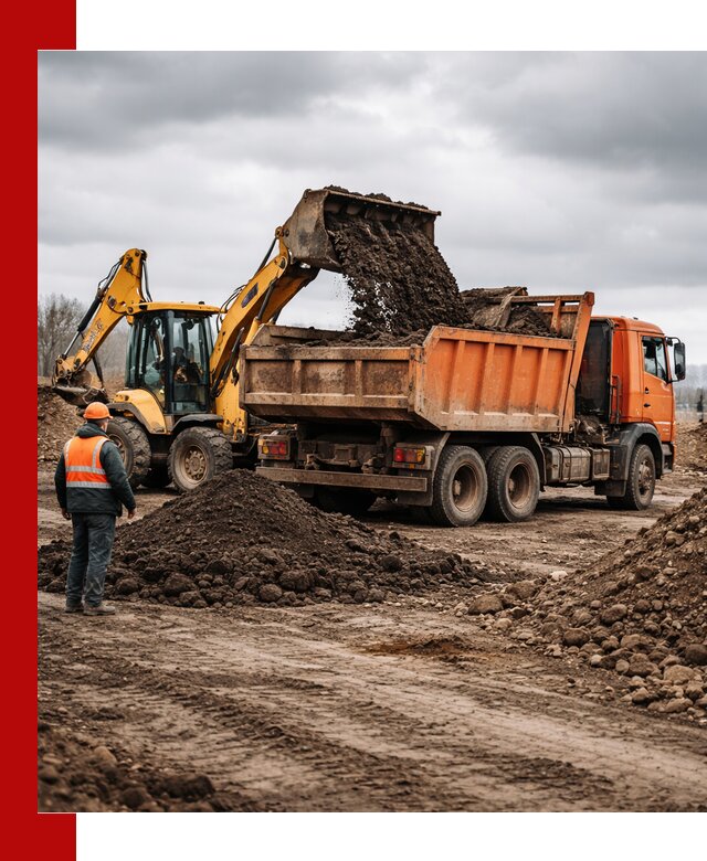 Вывоз грунта и строительного мусора в Тюмени грузовыми самосвалами