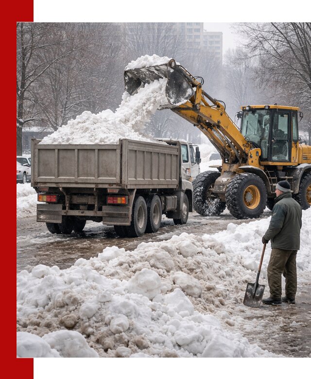 Вывоз снега грузовой техникой в Тюмени оперативно и чисто